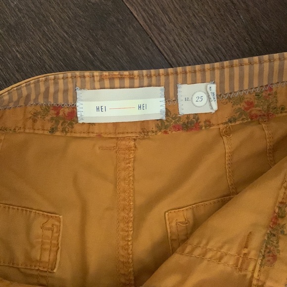 Anthropologie Hei Hei Darby Moto roll up utility chino pants mustard size 25 - Picture 4 of 8
